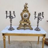 Table basse style Louis XVI en marbre et bois doré