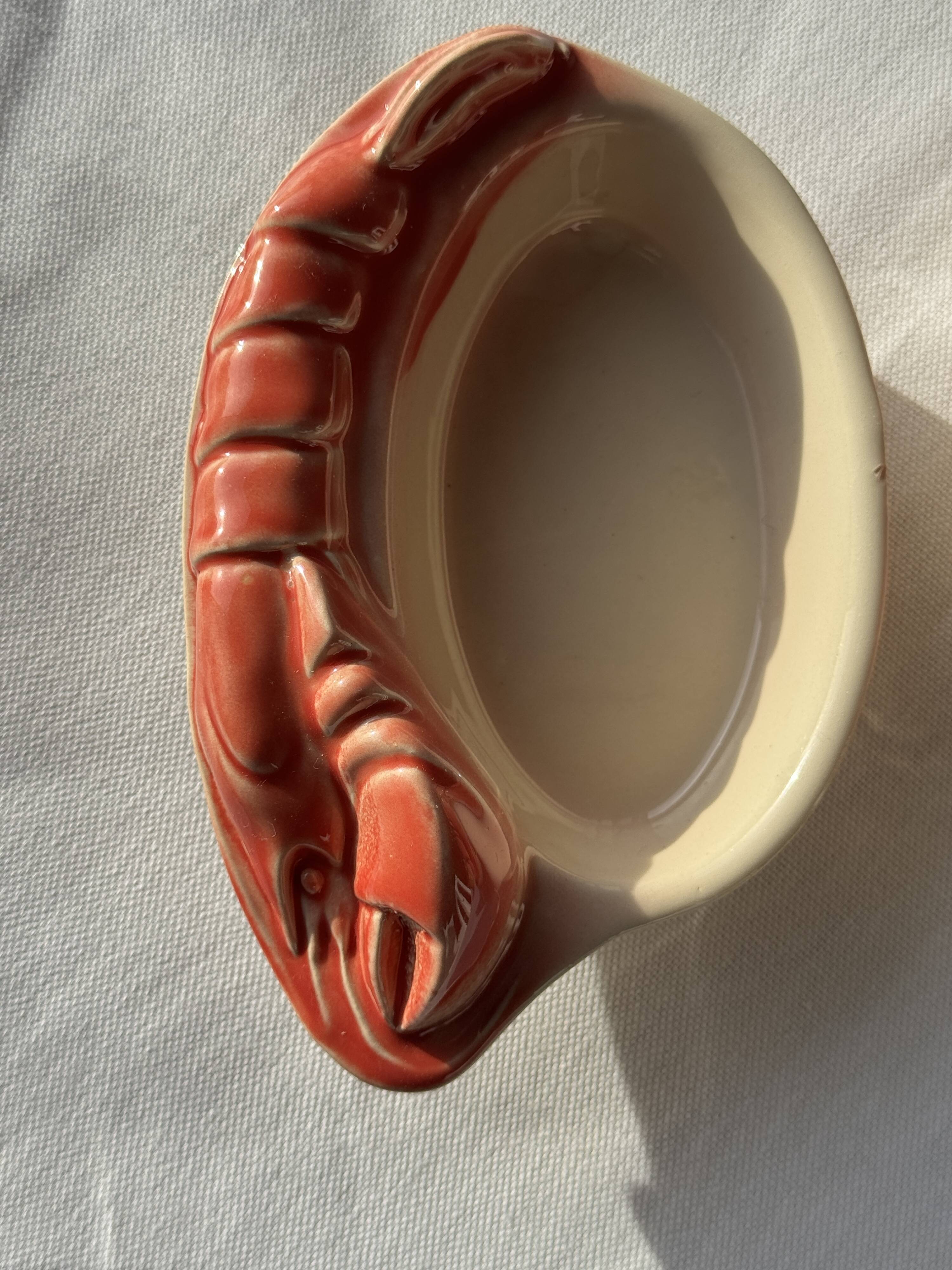 Pair of vintage lobster mini ramekins Saint Amand D15.5