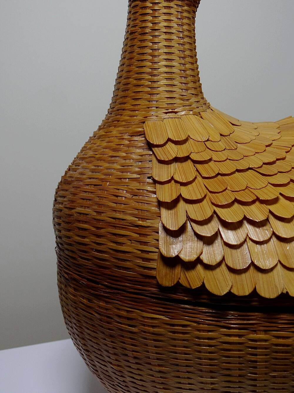 Large bamboo duck box, woven rattan, vintage Shanghai Handicrafts China