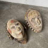 Pair of African Fang and Punu masks from Gabon