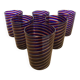 6 Murano art goblet glasses tricolor spirals