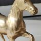 Large vintage horse in exercise figurine on oval base, in polished brass 26 x 19 cm