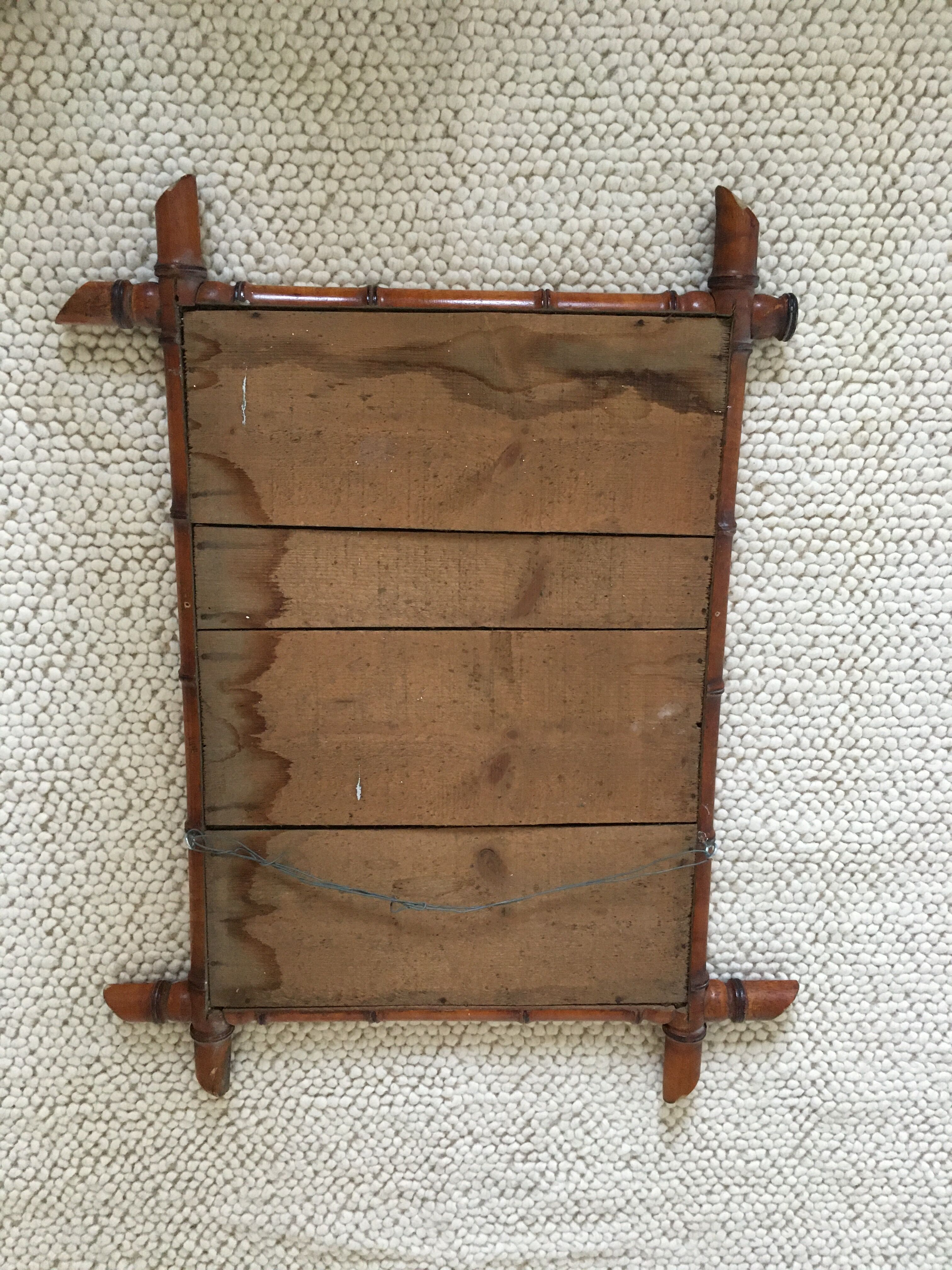 Bamboo-style wooden mirror 64x80cm