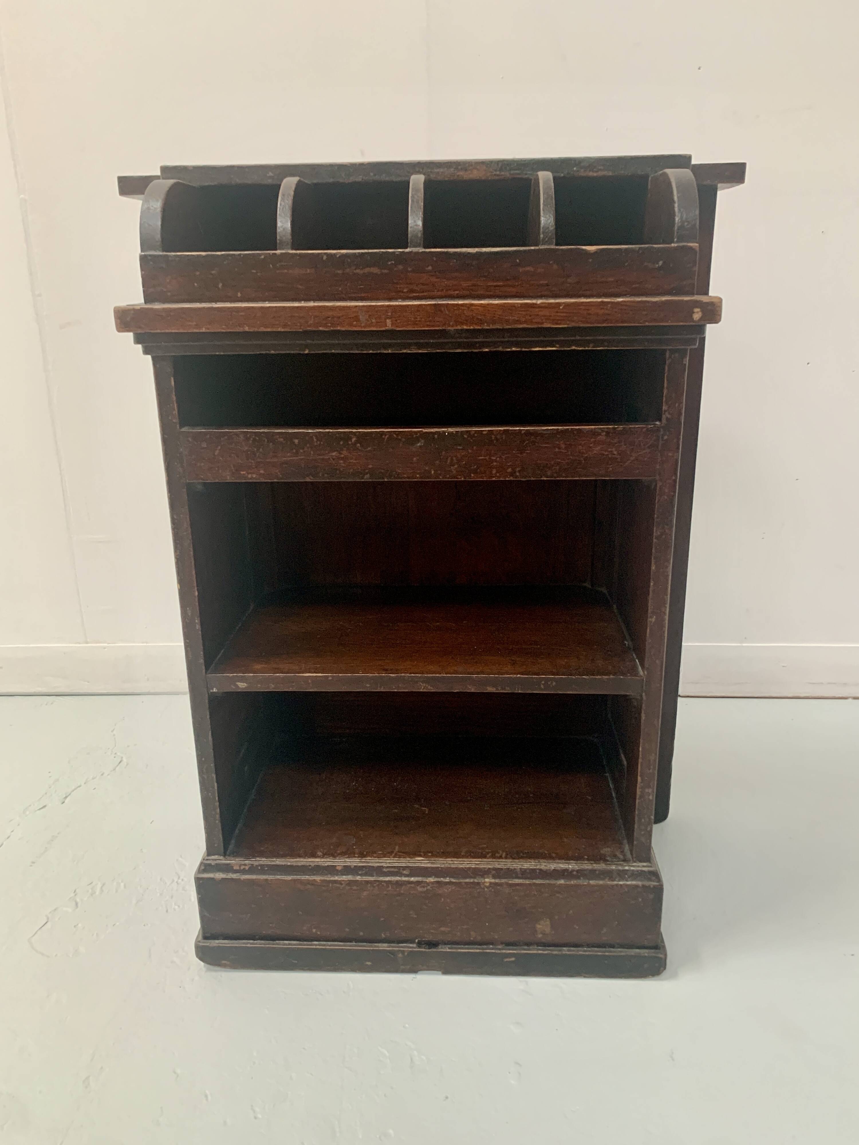20th century solid oak restaurant cutlery trolley