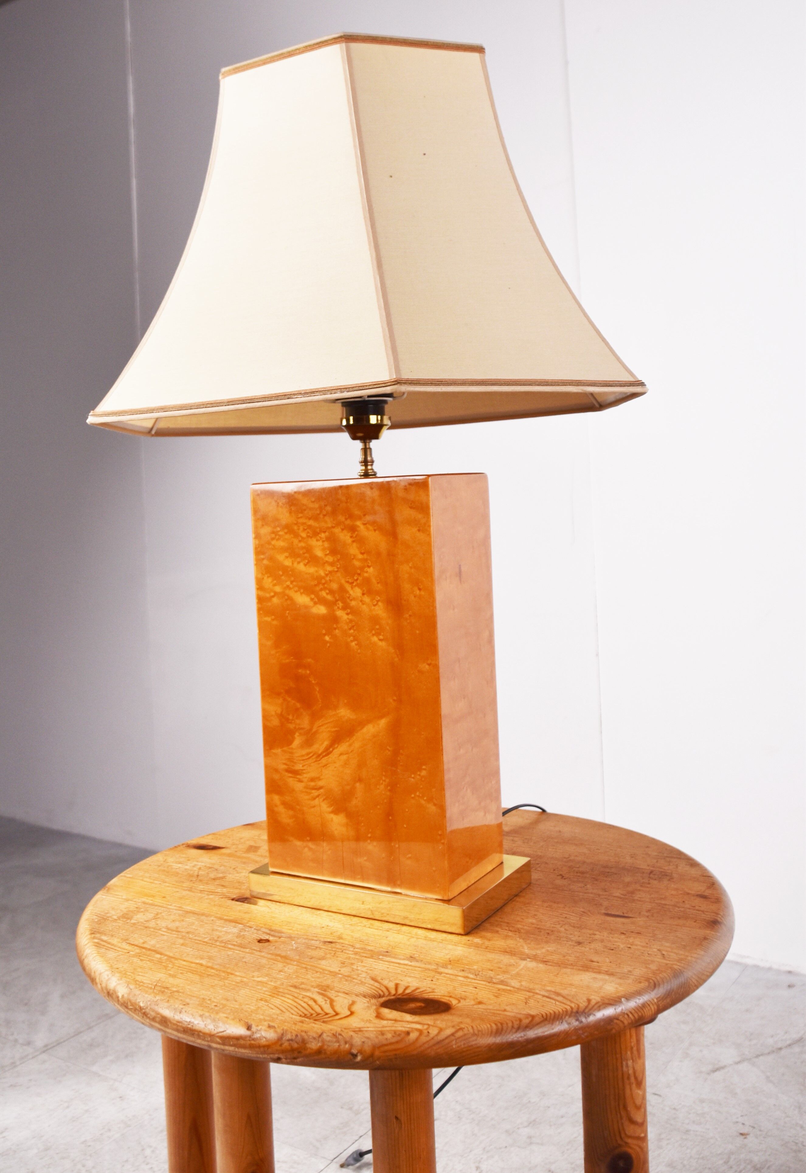 Vintage burl wood table lamp, 1970s