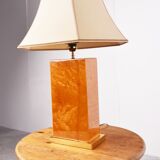 Lampe de table vintage en bois de loupe, années 1970