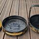Panier de mariage chinois en bois et osier noir laqué et or