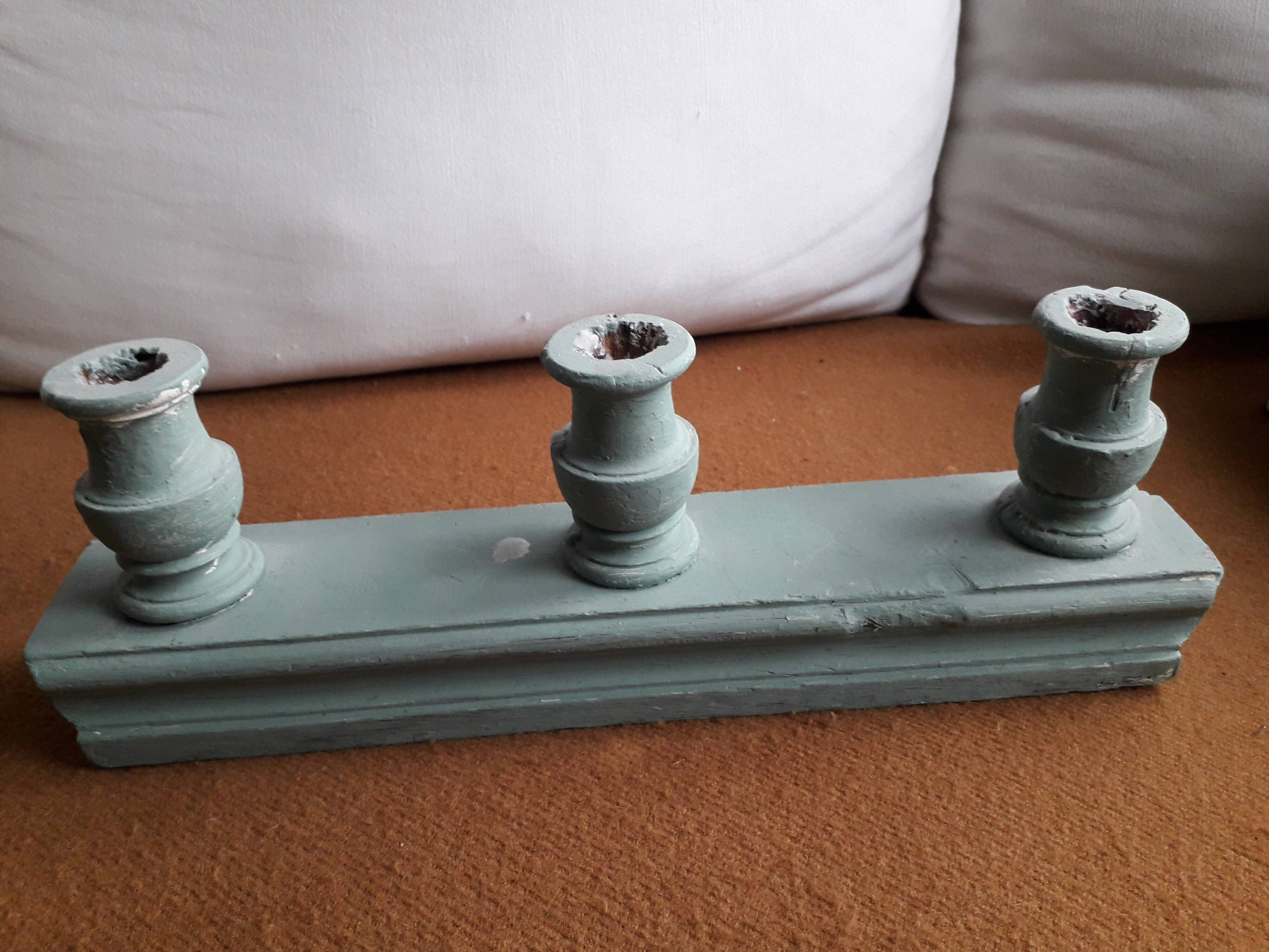 Vintage carved solid wood candlestick