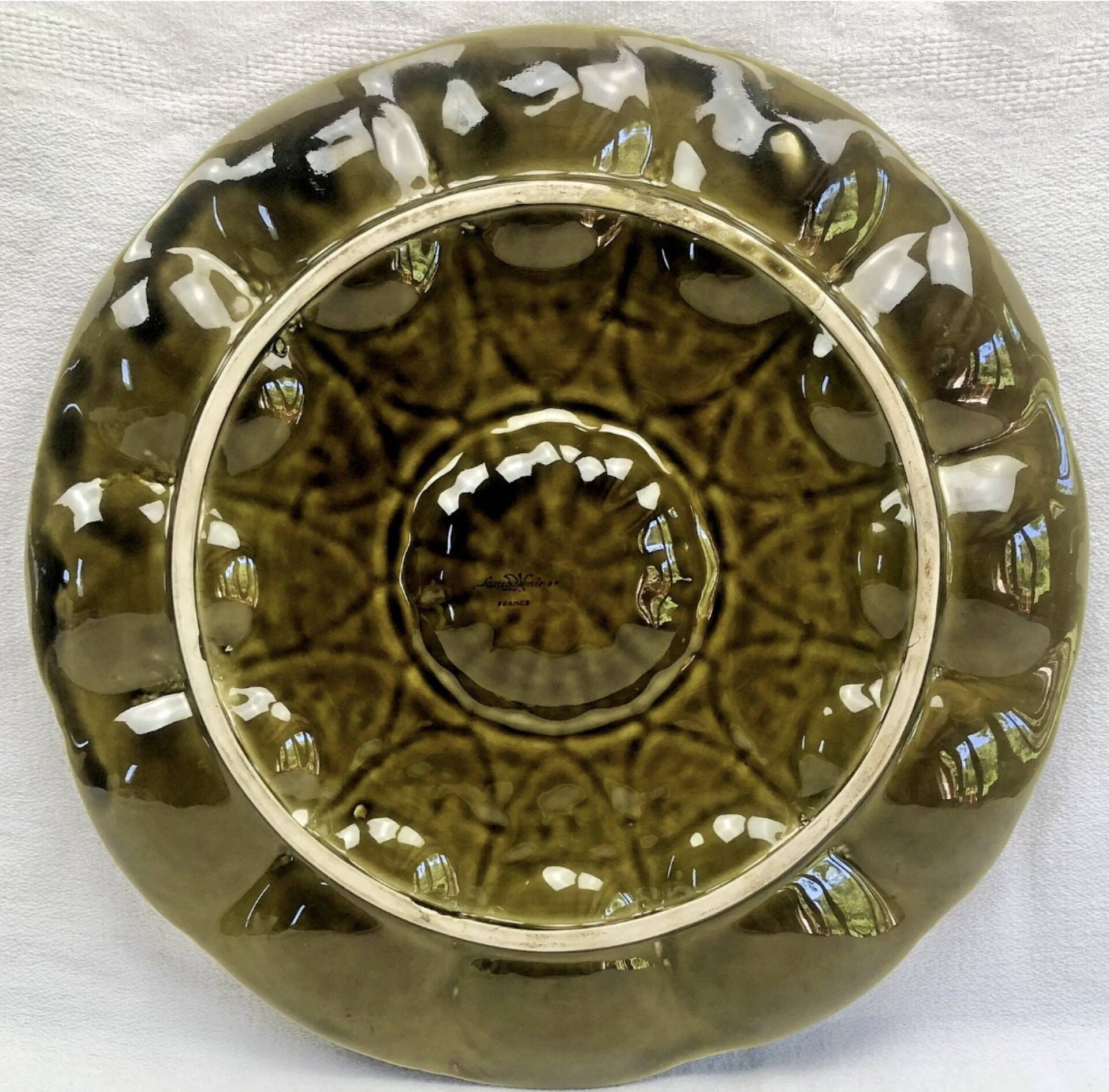 Antique oyster plate barbotine Sarreguemines