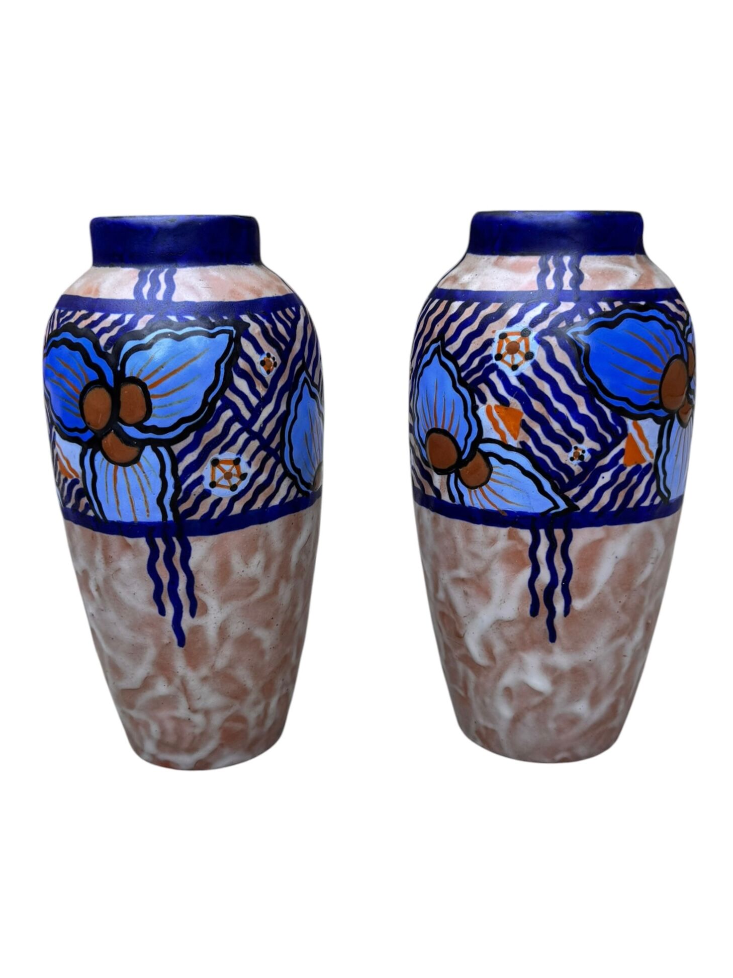 2 Art Deco vases in glazed stoneware signed Louis Dage