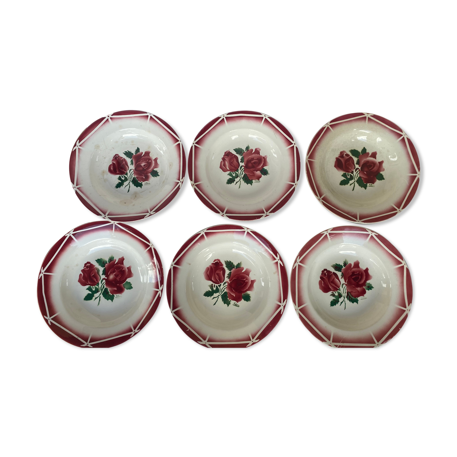 Lot 6 plates Digoin Sarreguemines