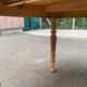 Round extendable dining table stripped in solid cherry wood France 1950