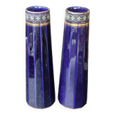 Pair of old vases/enameled decoration/gustave de bruyne
