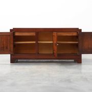 Art Deco carved geometric sideboard by Charles Dudouyt in oak, France ca. 1