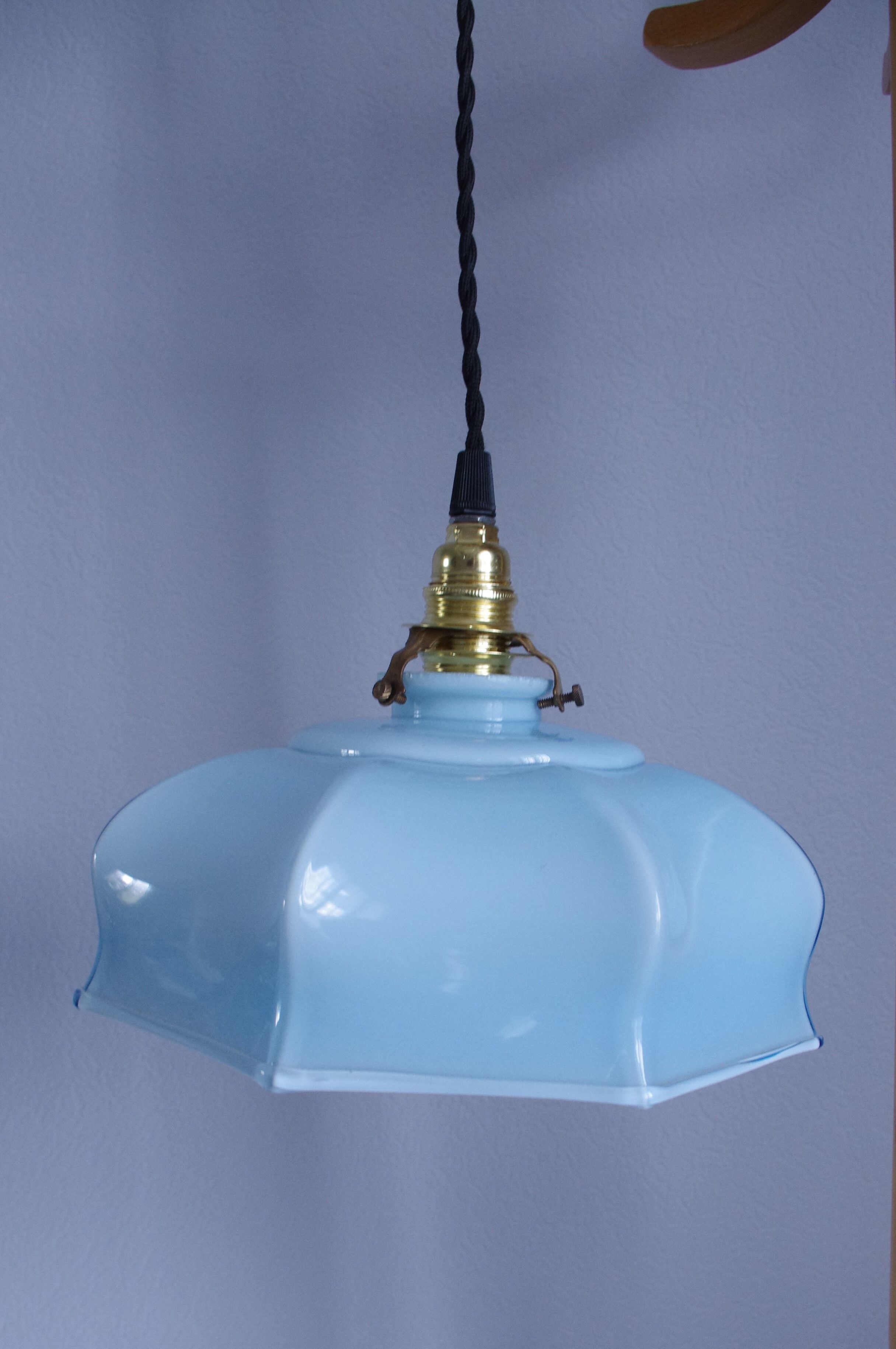 Hanging lamp in blue opaline