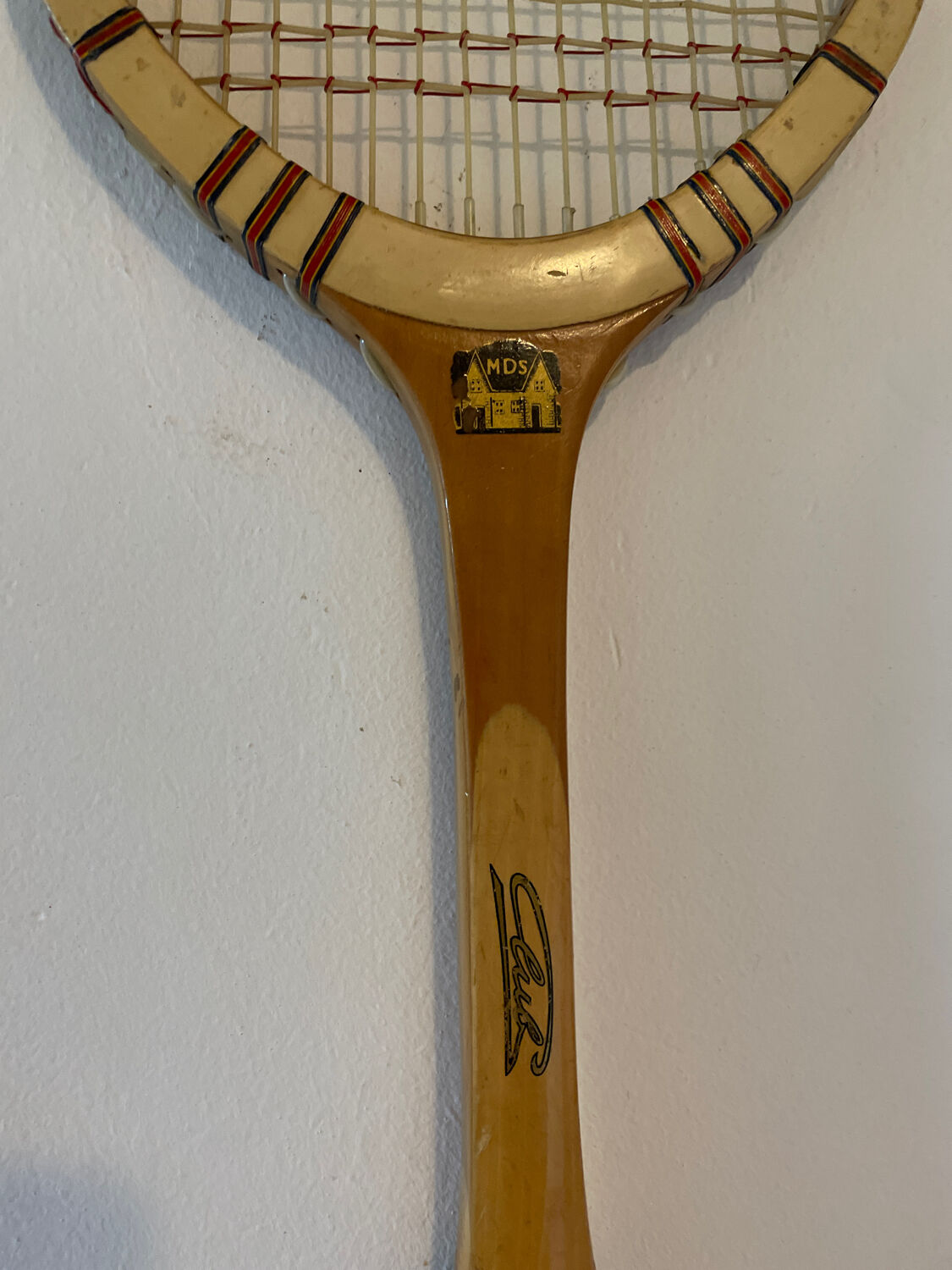 Vintage blond wood tennis racket