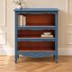 Renovated antique bookcase – Bleu des Vosges library, Libéron and natural wood – H100 cm