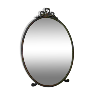 Antique mirror to place or hang – Louis XVI style, bronze, beveled glass