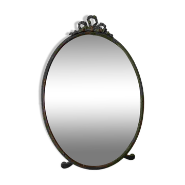 Antique mirror for standing or hanging – Louis XVI style, bronze, bevelled glass