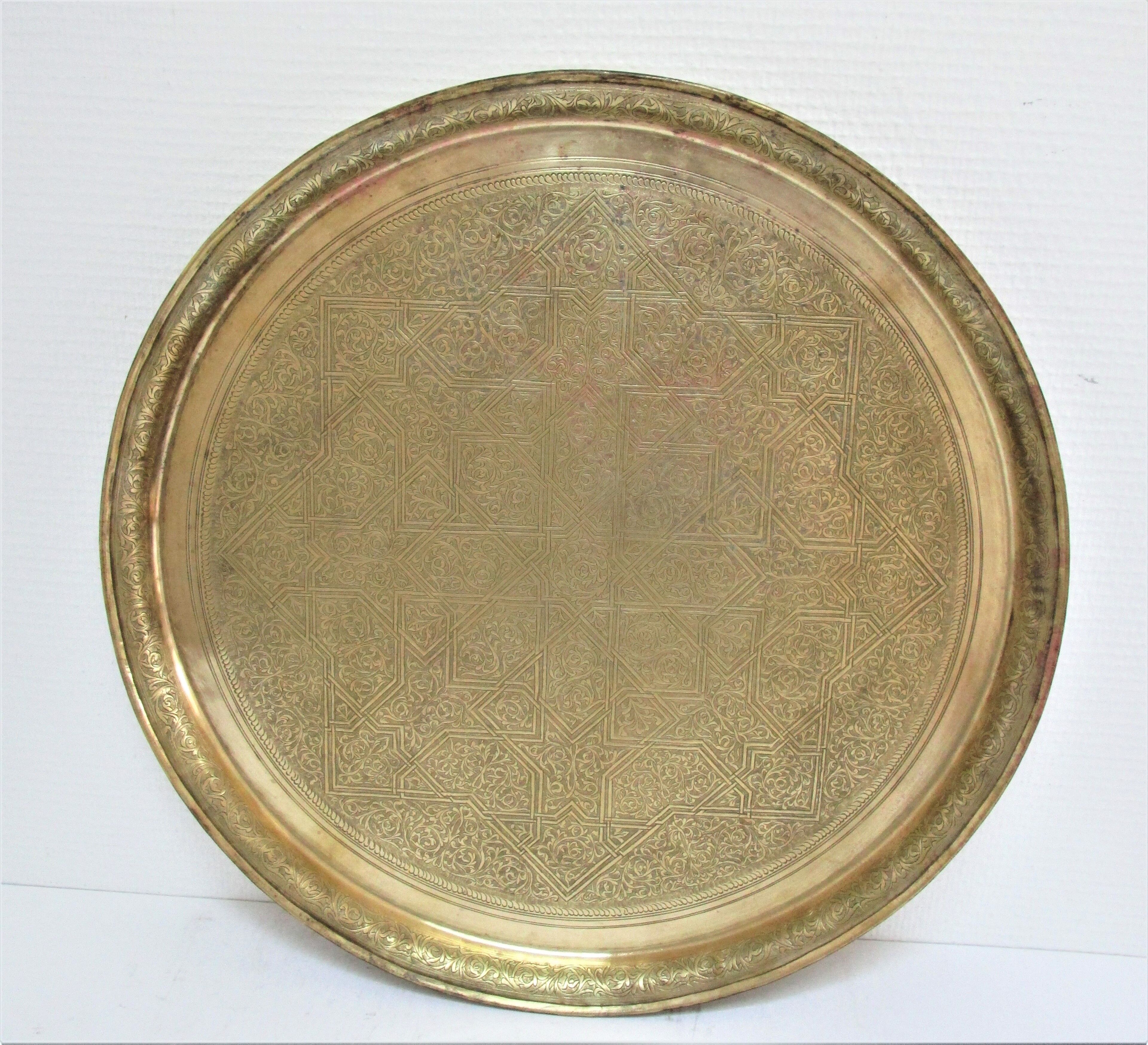 Oriental brass top leafy decoration xl diameter 48 cm vintage
