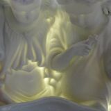 Porcelain biscuit holy water font with 2 angels, antique 1900-1930, Germany.