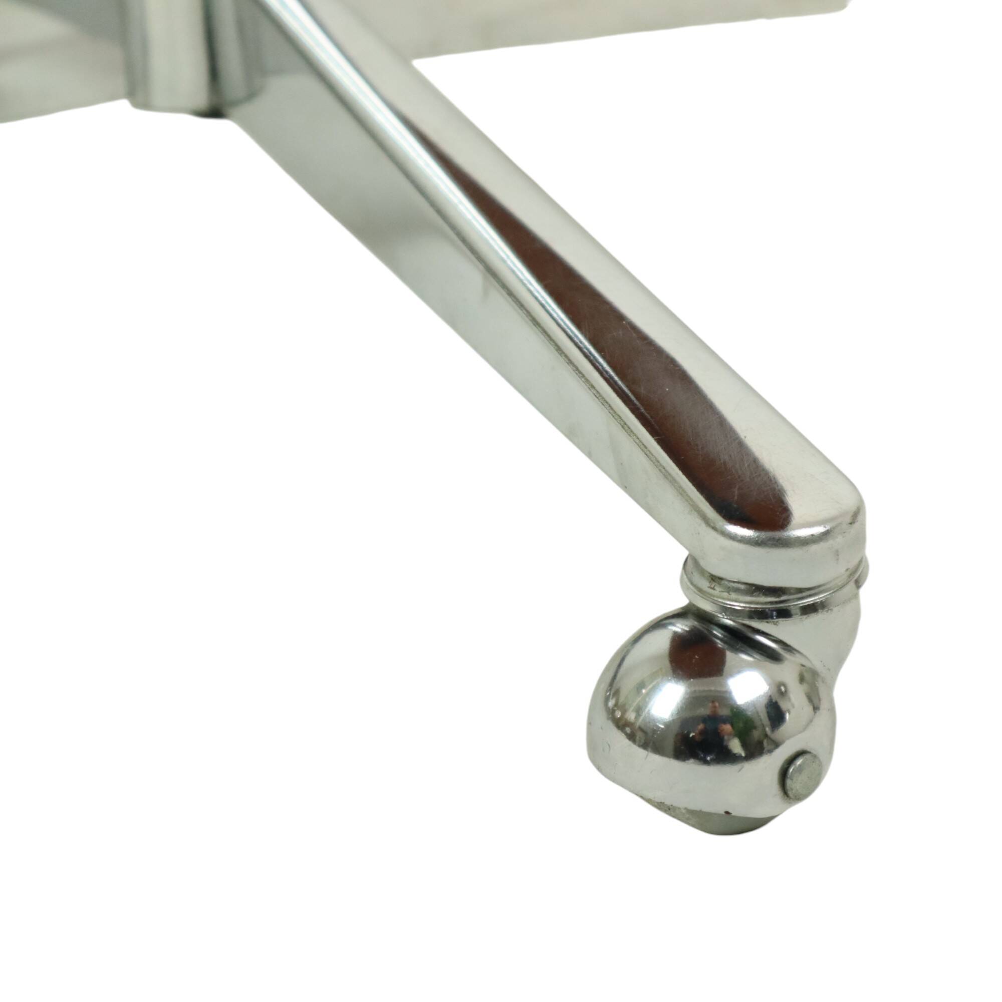 Vintage Coffee Table Side Table Wooden Top Chrome Wheels 90cm