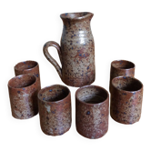 Orangeade service pitcher and 6 glasses in pyrite stoneware