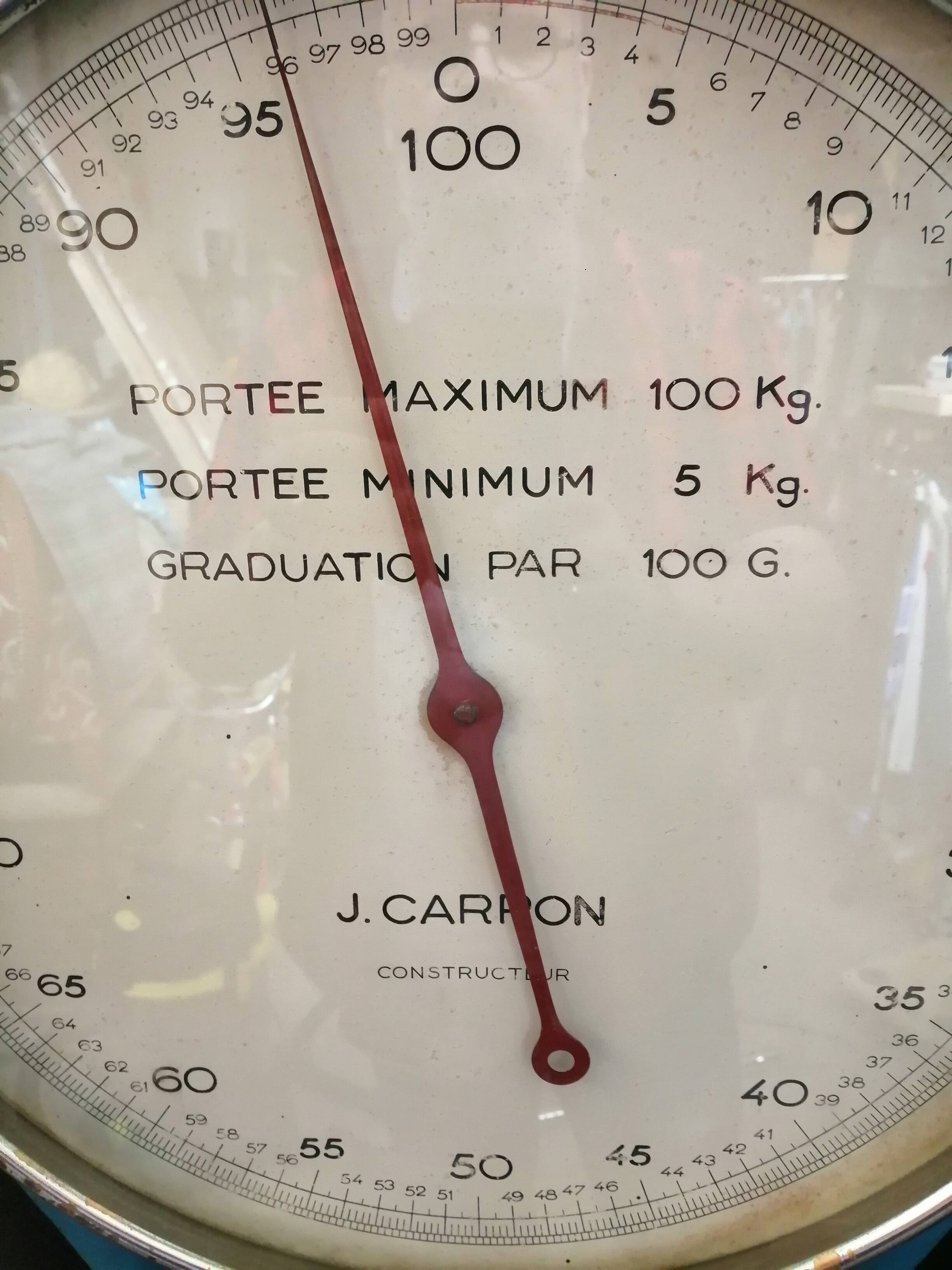 Balance j blue carron scale 100 kg 1930