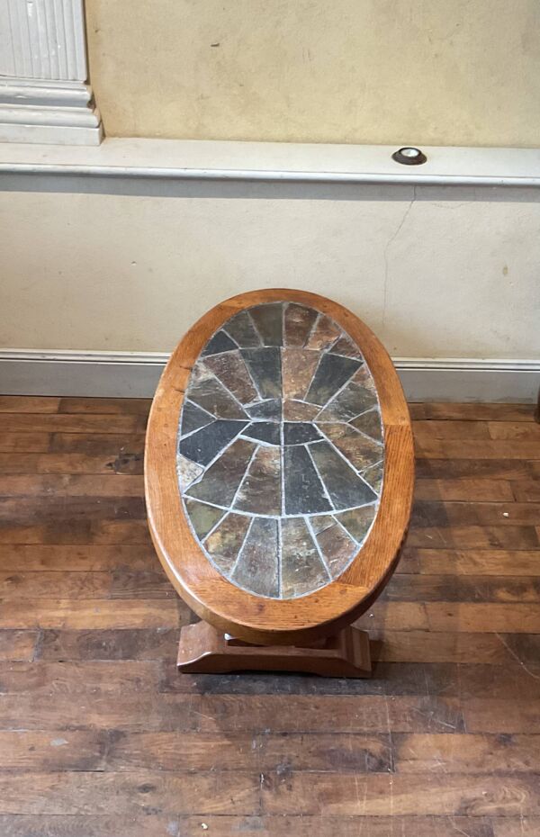 Table basse en chêne dessus pierre