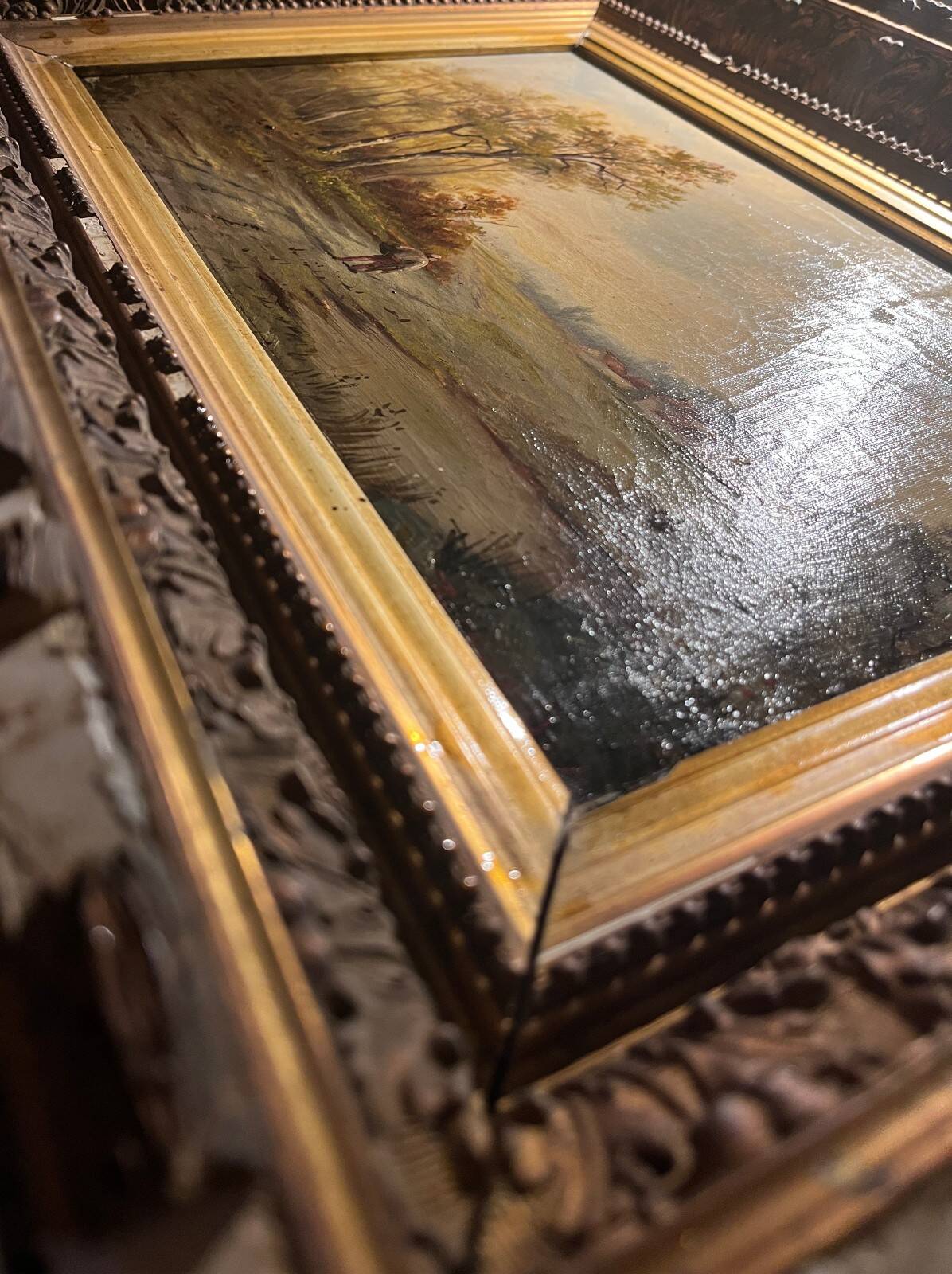 Tableau HST 19th century signed Borough "Animated Landscape"
