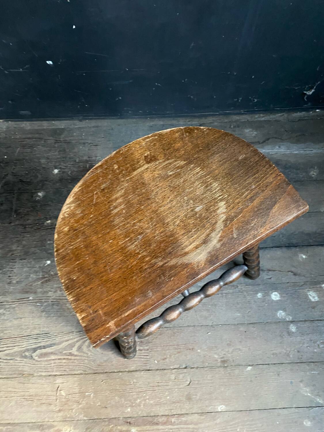Half moon wooden milkman stool