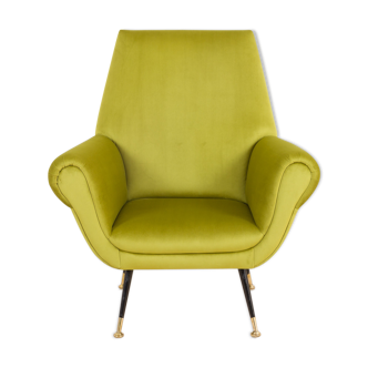 Fauteuil en velours vert Gigi Radice des années 50