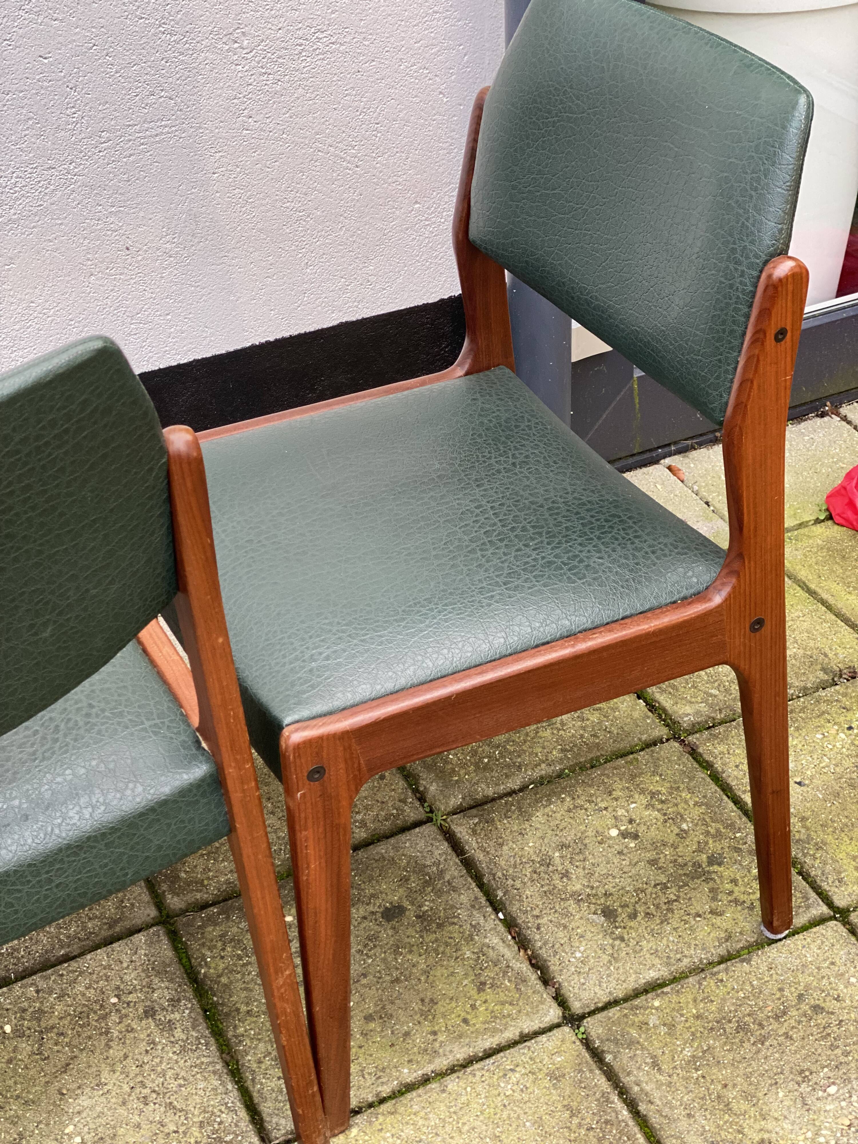 Pair of Scandinavian Teak and leatherette Chairs