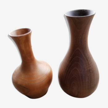 Pair of wooden vases