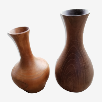 Paire de vases en bois
