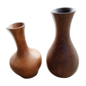 paire de vases en bois