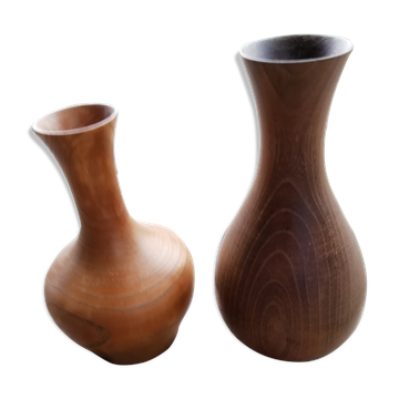 Paire de vases en bois