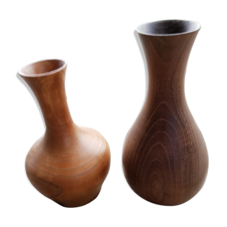 Paire de vases en bois