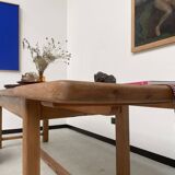Solid pine table with its extension, 1950s