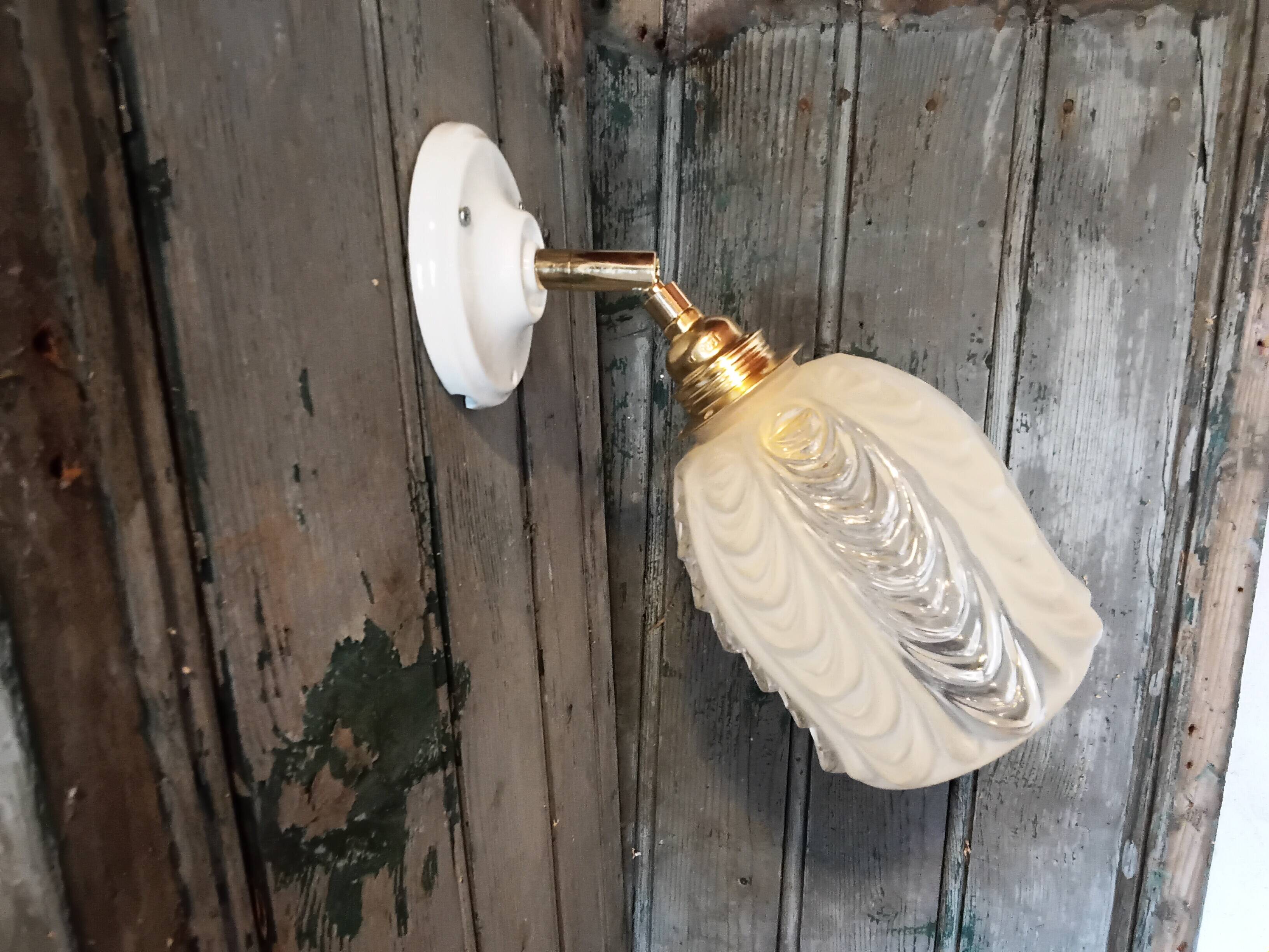 Vintage molded glass wall light