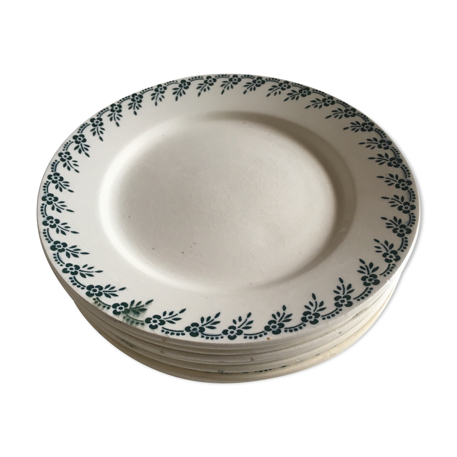 Set of 8 flat plates in iron earthenware from Choisy's 50s