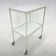 1950's hospital table, trolley on wheels with opaxite glass