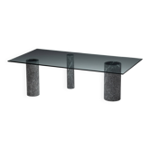 Table à manger en marbre et en verre par Massimo Vignelli, Italie, années 1980.