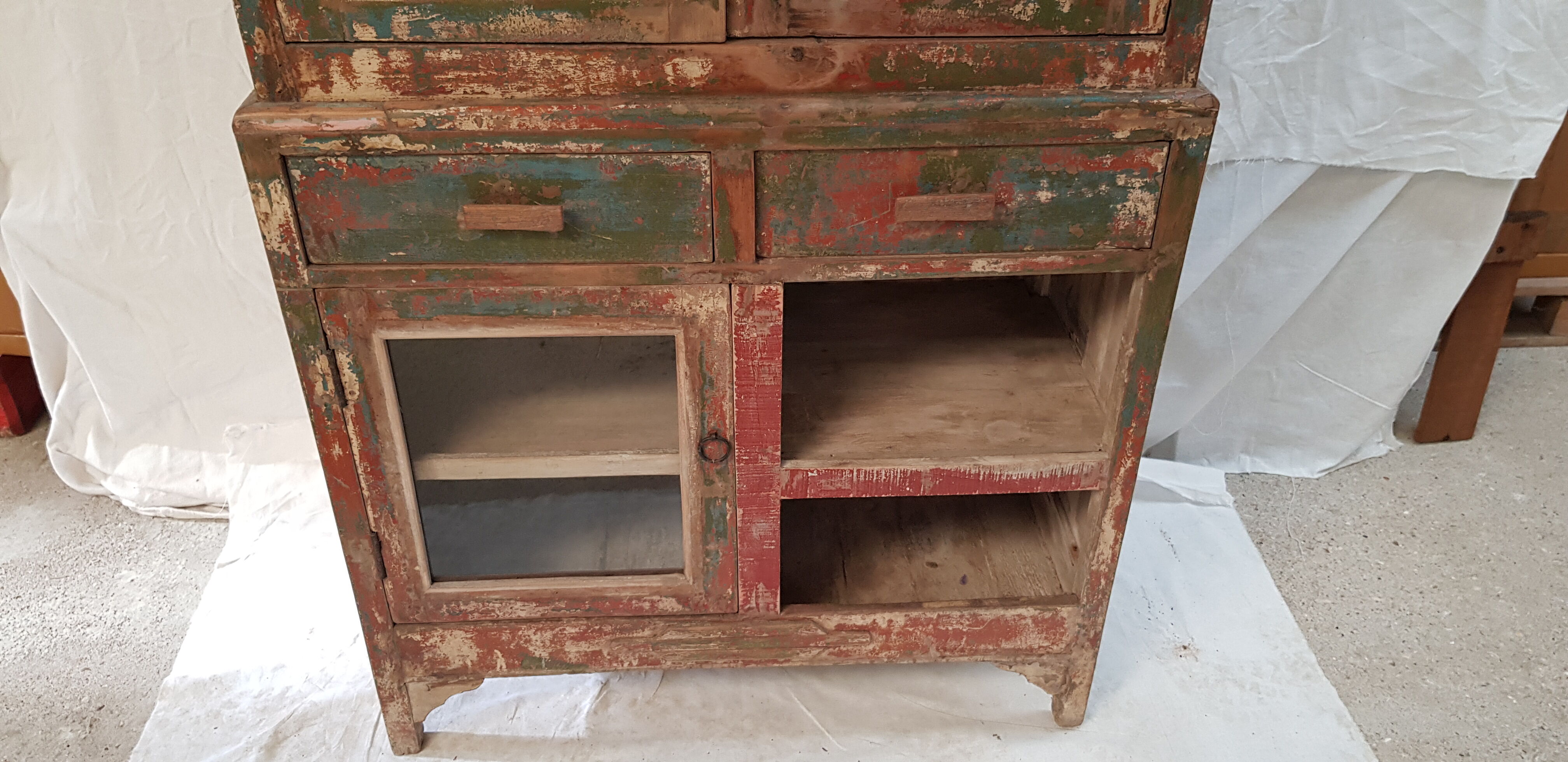 Old glazed vaisselier in Burmese teak