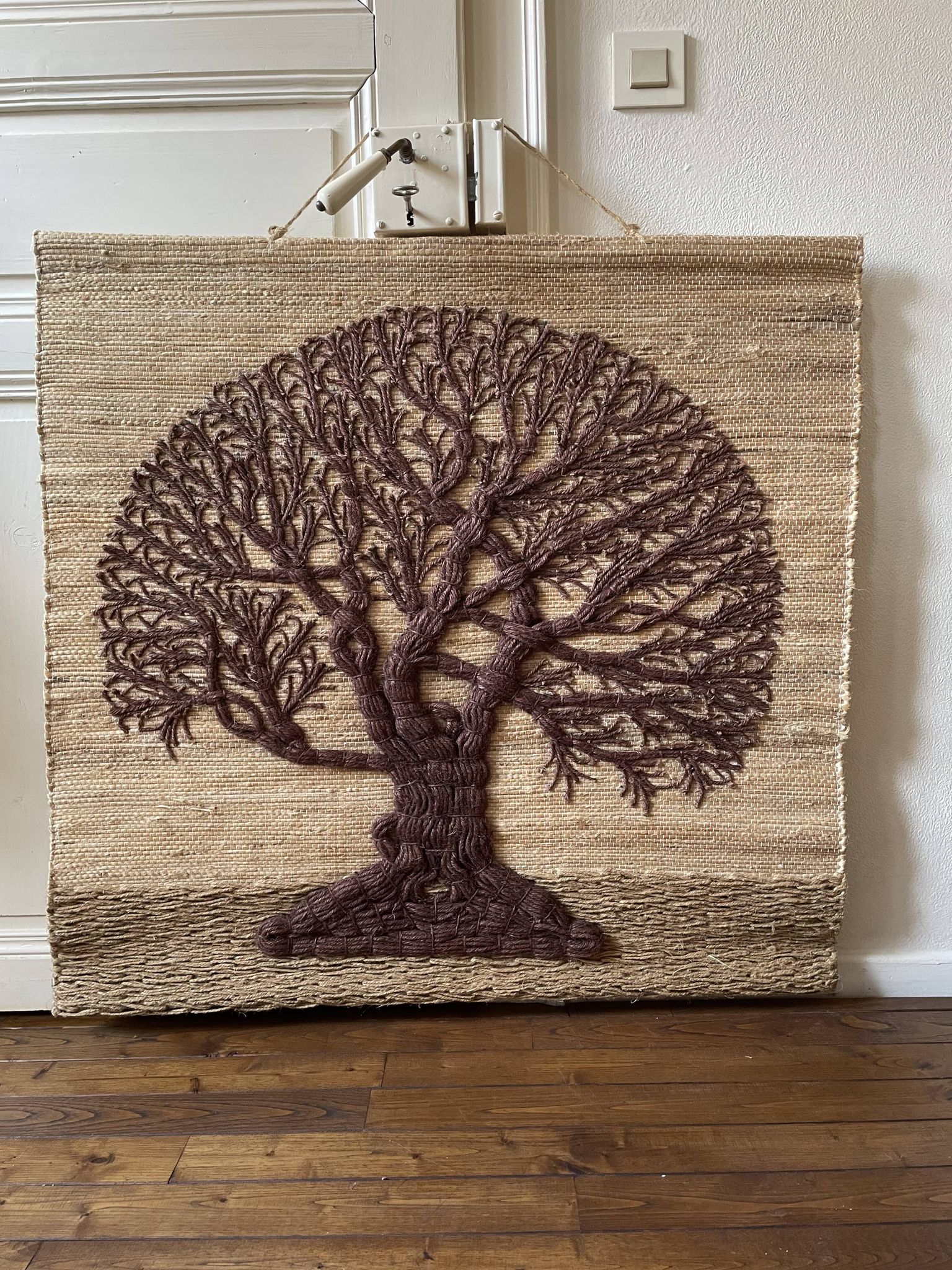 Large woven wall tapestry made of fibers Tree of Life