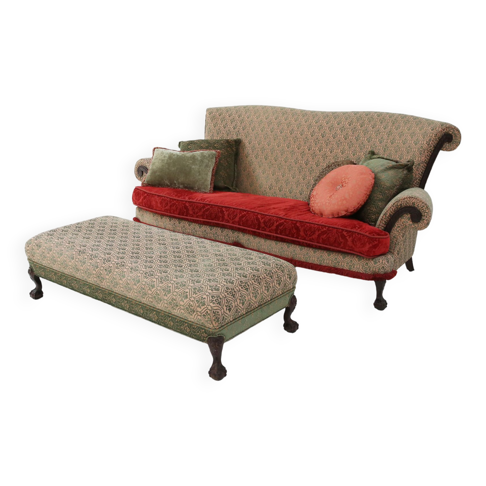 Extra large Victorian sofa and ottoman 1890