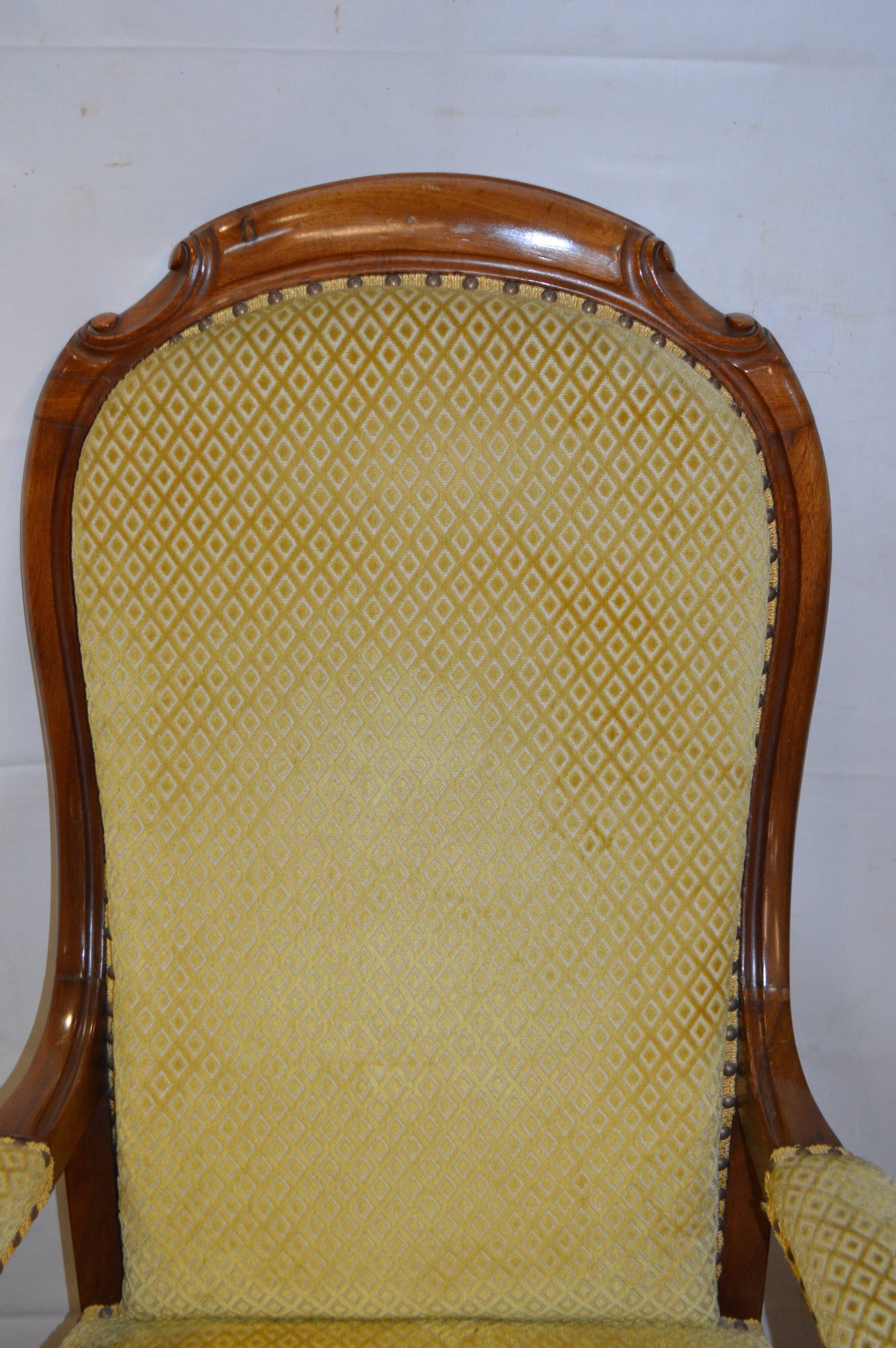 Walnut voltaire armchair