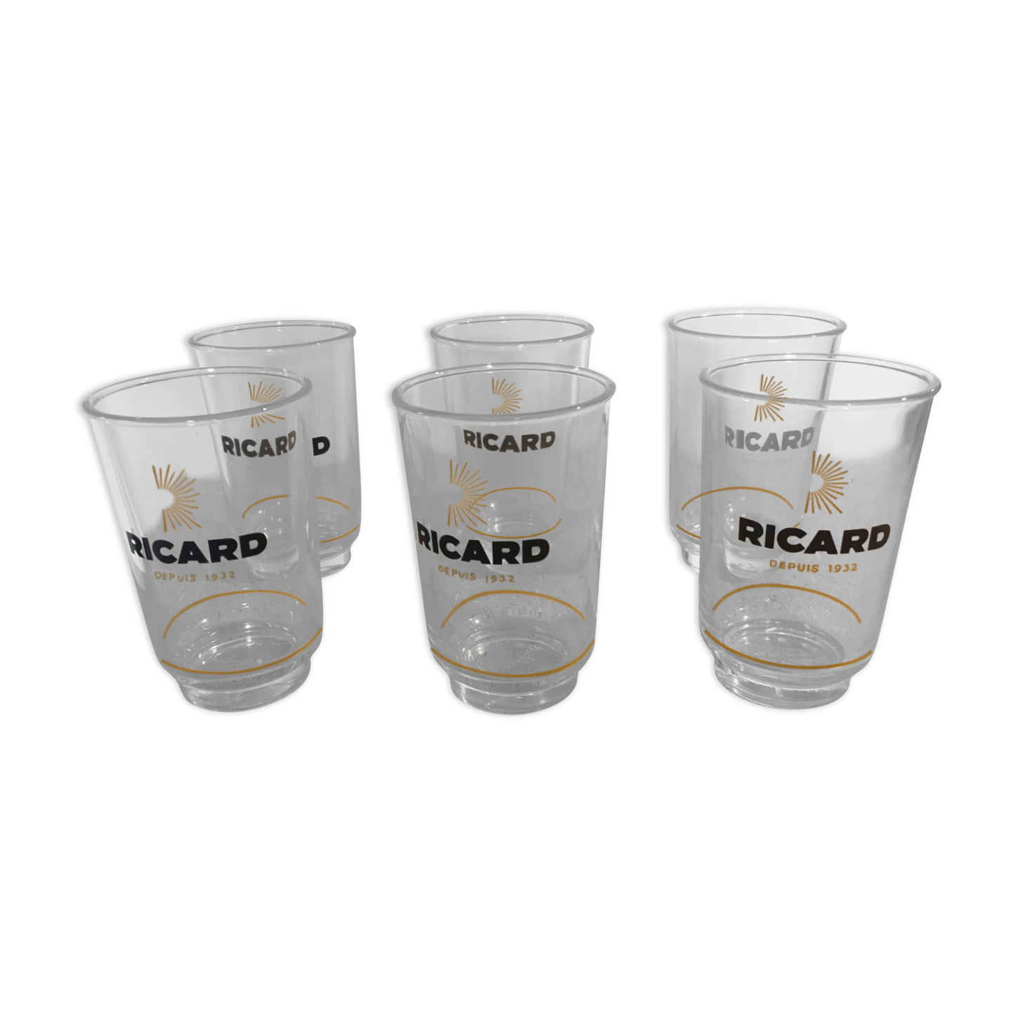 Set of 6 Ricard 27cl glasses signed Lehanneur