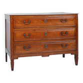 French rustic chest of drawers in solid oak with 3 drawers, ca. 1850