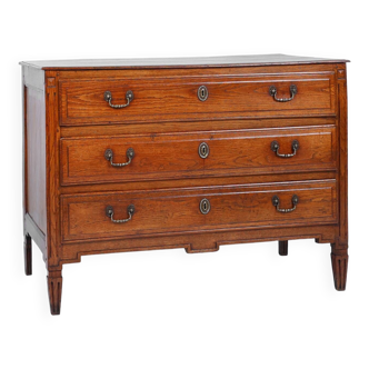 French rustic chest of drawers in solid oak with 3 drawers, ca. 1850
